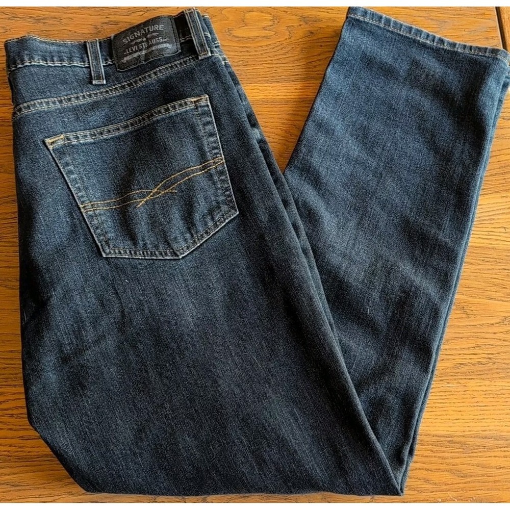 Levi‎ Strauss Signature Skinny Jeans Dark Blue Cotton Blend Denim 38W X 30L  EUC